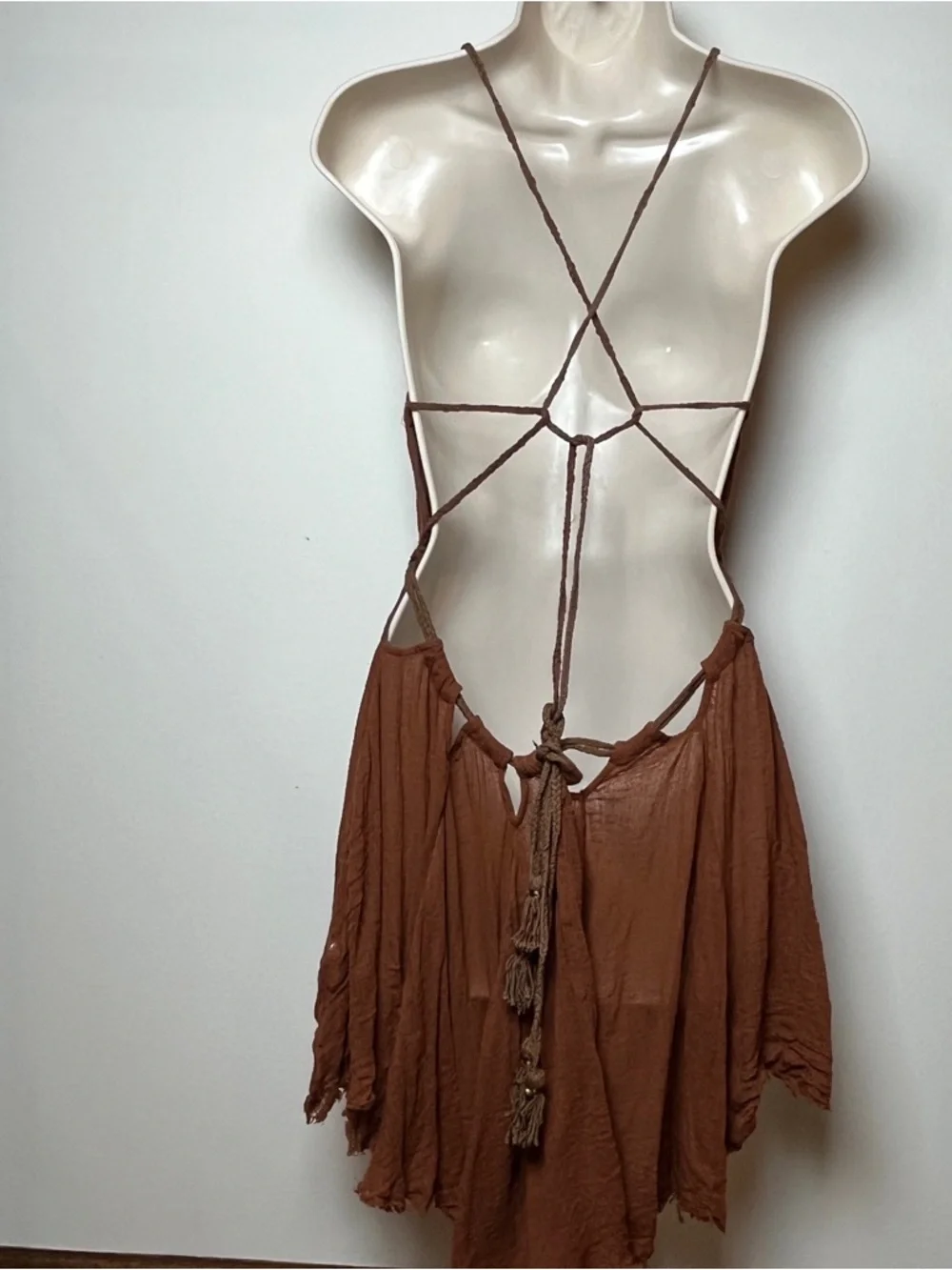 Free People Cutout Sundress Open Tie Back Beach Bohemian Festival Small - Picture 2 of 12